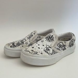 Vans slip-on U color tattoo white skate shoes